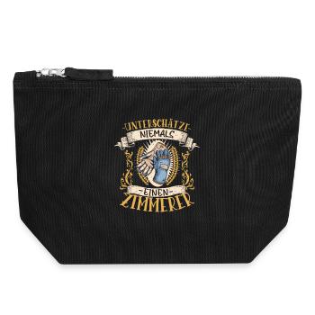 Zimmerer Geschenk Holz Lustig Handwerk - Canvas Reißverschluss-Täschchen (18 x 19 cm) - Schwarz - Vorne