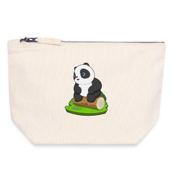 Panda Baumstamm - Canvas Reißverschluss-Täschchen (18 x 19 cm) - Naturweiß - Vorne