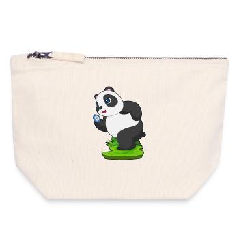 Panda Jogger Jogging Sport - Canvas Zip Pouch 18 x 19 cm - nature - Front