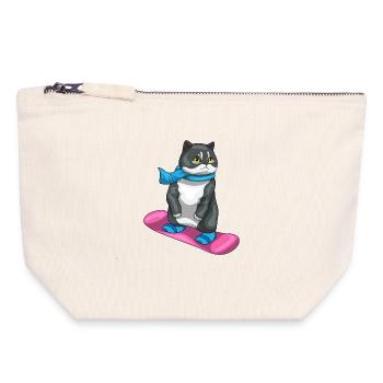 Snowboard britannique à cheveux courts - Pochette zippée en toile 18 x 19 cm - blanc naturel - Devant