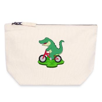 Krokodil Fahrrad - Canvas Reißverschluss-Täschchen (18 x 19 cm) - Naturweiß - Vorne