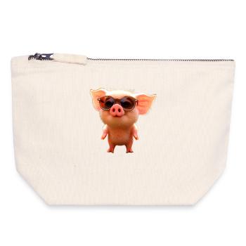 Schwein Hausschwein Schweine Ferkel Schweinchen - Canvas Reißverschluss-Täschchen (18 x 19 cm) - Naturweiß - Vorne