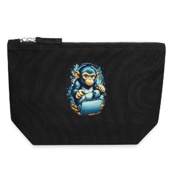 Clever Gaming Monkey - Canvas Reißverschluss-Täschchen (18 x 19 cm) - Schwarz - Vorne