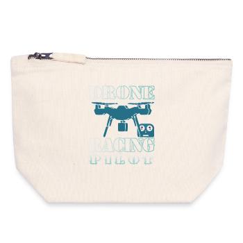 Pilote de drone - Pochette zippée en toile 18 x 19 cm - blanc naturel - Devant