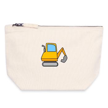 Excavator Motif - Canvas Zip Pouch 18 x 19 cm - nature - Front