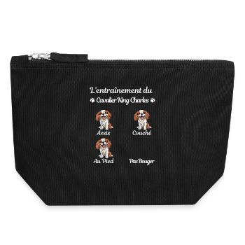 Carte humoristique pour l'éducation canine - Pochette zippée en toile 18 x 19 cm - noir - Devant