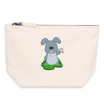 Avion en papier lapin - Pochette zippée en toile 18 x 19 cm - blanc naturel - Devant