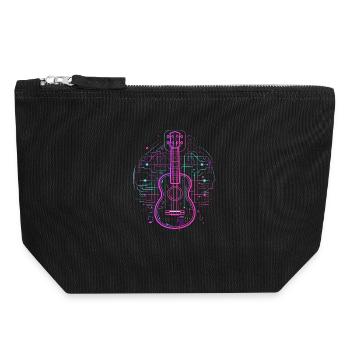 Ukulele Skizze Retro - Canvas Reißverschluss-Täschchen (18 x 19 cm) - Schwarz - Vorne