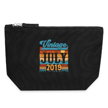 Juillet 2019, Cadeau Anniversaire juillet 2019. - Pochette zippée en toile 18 x 19 cm - noir - Devant