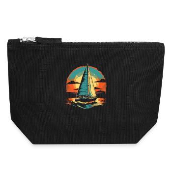 Segelboot Porträt - Canvas Reißverschluss-Täschchen (18 x 19 cm) - Schwarz - Vorne