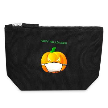 Pumpkin with face mask - Canvas Zip Pouch 18 x 19 cm - black - Front