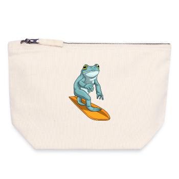 Frosch Surfen Surfbrett Sommer - Canvas Reißverschluss-Täschchen (18 x 19 cm) - Naturweiß - Vorne