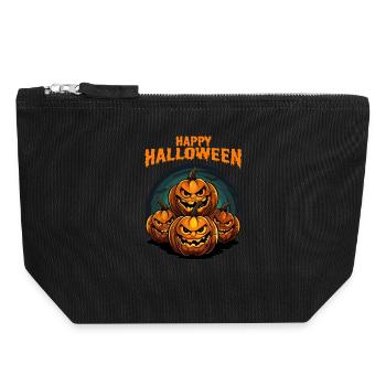Happy Halloween Pumpkins Jack O'Lanterns Kürbisse - Canvas Zip Pouch 18 x 19 cm - black - Front