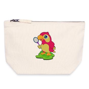Raquette de tennis Parrot - Pochette zippée en toile 18 x 19 cm - blanc naturel - Devant