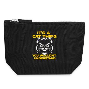 Cat Attitude Tee - Canvas Zip Pouch 18 x 19 cm - black - Front