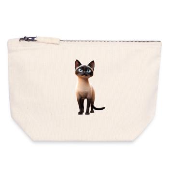Siamkatze Siam Katze Siamese Cat Siamesen Katzen - Canvas Reißverschluss-Täschchen (18 x 19 cm) - Naturweiß - Vorne