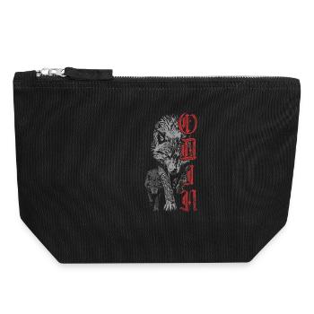 Odin Wölfe Wolf Wikinger Nordische Mythologie - Canvas Reißverschluss-Täschchen (18 x 19 cm) - Schwarz - Vorne