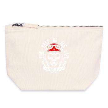 Roulez vite ou mourez crâne Moto Art - Pochette zippée en toile 18 x 19 cm - blanc naturel - Devant