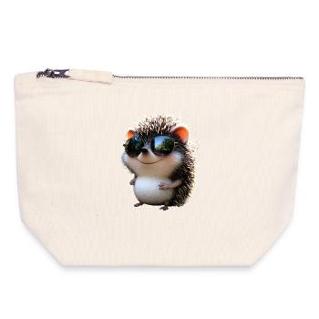 Igel Weißbauchigel Stacheligel Liebe Süßer Igel - Canvas Reißverschluss-Täschchen (18 x 19 cm) - Naturweiß - Vorne