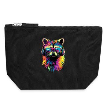 Raccoon Popart Colorful Rainbow Raccoon Raccoon Raccoon - Canvas Zip Pouch 18 x 19 cm - black - Front