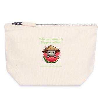 Nilpferd mit Wassermelone - Canvas Reißverschluss-Täschchen (18 x 19 cm) - Naturweiß - Vorne