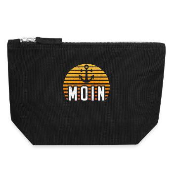 Moin Hamburg Anker Hamburger Hafen Fan Stadt HH - Canvas Zip Pouch 18 x 19 cm - black - Front