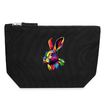 Hase Kaninchen Liebhaber Feldhase Bunny Süße Hasen - Canvas Reißverschluss-Täschchen (18 x 19 cm) - Schwarz - Vorne