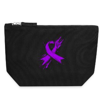 Purple Cancer Awareness Bow Violet - Canvas Zip Pouch 18 x 19 cm - black - Front