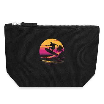 Surfeur des années 90 - Pochette zippée en toile 18 x 19 cm - noir - Devant