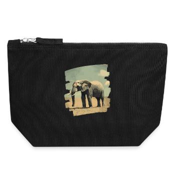 Éléphant - Pochette zippée en toile 18 x 19 cm - noir - Devant