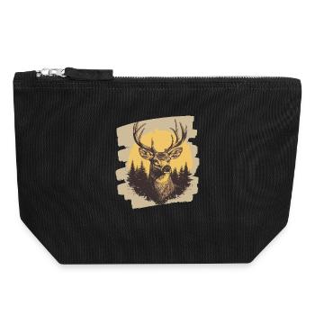 Deer with antlers - Canvas Zip Pouch 18 x 19 cm - black - Front