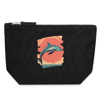 Dolphin - Canvas Zip Pouch 18 x 19 cm - black - Front
