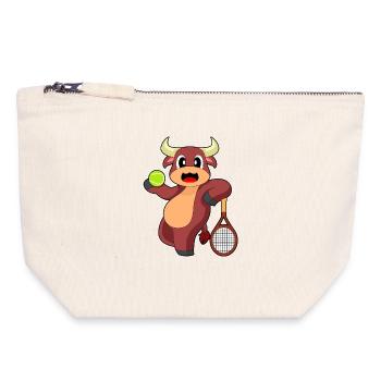 Raquette de tennis Bull - Pochette zippée en toile 18 x 19 cm - blanc naturel - Devant