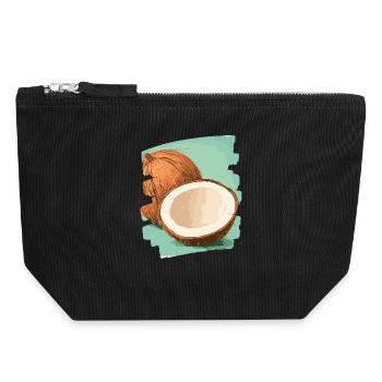 Kokosnuss Coconut - Canvas Reißverschluss-Täschchen (18 x 19 cm) - Schwarz - Vorne