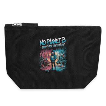 No Planet B – Lutte pour l’avenir - Pochette zippée en toile 18 x 19 cm - noir - Devant
