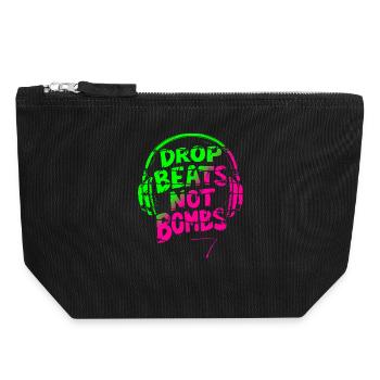 Drop Beats Not Bombs green pink - Canvas Zip Pouch 18 x 19 cm - black - Front