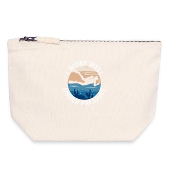 Plongée Je travaille bien sous pression Plongeur Plongée - Pochette zippée en toile 18 x 19 cm - blanc naturel - Devant
