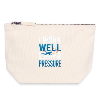 Plongée Je travaille bien sous pression Plongeur Plongée - Pochette zippée en toile 18 x 19 cm - blanc naturel - Devant