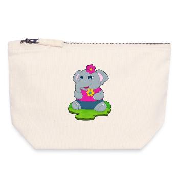 Cute elephant - Canvas Zip Pouch 18 x 19 cm - nature - Front