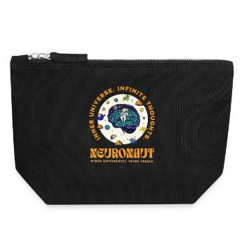 Neurospicy Neurodivergent Astronaut Brain - Canvas Zip Pouch 18 x 19 cm - black - Front