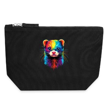 Furet Furet Putois Martre Belette Mignon Furet - Pochette zippée en toile 18 x 19 cm - noir - Devant