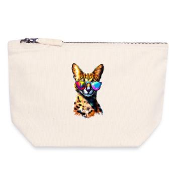 Serval Raubkatze Afrika Savannah Leopard Katzen - Canvas Reißverschluss-Täschchen (18 x 19 cm) - Naturweiß - Vorne