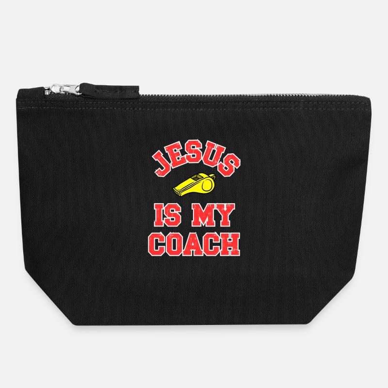 Jesus as a Coach Motivational Design - Canvas Zip Pouch 18 x 19 cm - black
