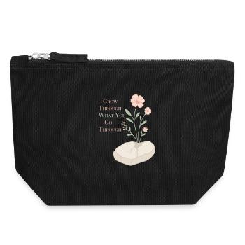 Inspirierendes Blumenmotiv - Hoffnung und Stärke - Canvas Reißverschluss-Täschchen (18 x 19 cm) - Schwarz - Vorne
