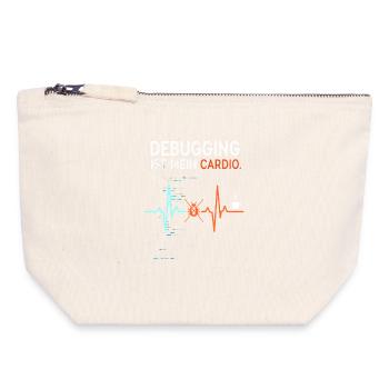 Debugging is my cardio - computer nerd - Canvas Zip Pouch 18 x 19 cm - nature - Front
