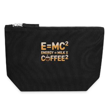 E=MC2 Physics Saying Caffeine Nerd Energy Coffee - Canvas Zip Pouch 18 x 19 cm - black - Front