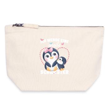 Announcing offspring I'm going to be a big sister in 2027 - Canvas Zip Pouch 18 x 19 cm - nature - Front