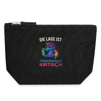 Drôle de buveur Design Licorne - Pochette zippée en toile 18 x 19 cm - noir - Devant