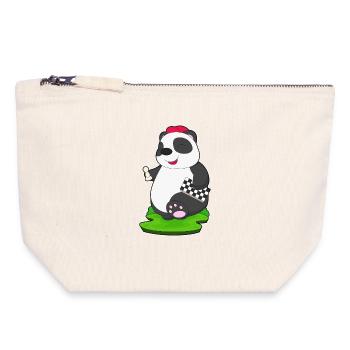 Panda Chess Piece Échiquier - Pochette zippée en toile 18 x 19 cm - blanc naturel - Devant