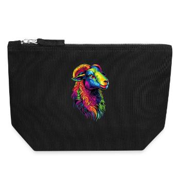 Sheep Lamb Sheep Domestic Sheep Shepherd Sweet Sheep - Canvas Zip Pouch 18 x 19 cm - black - Front